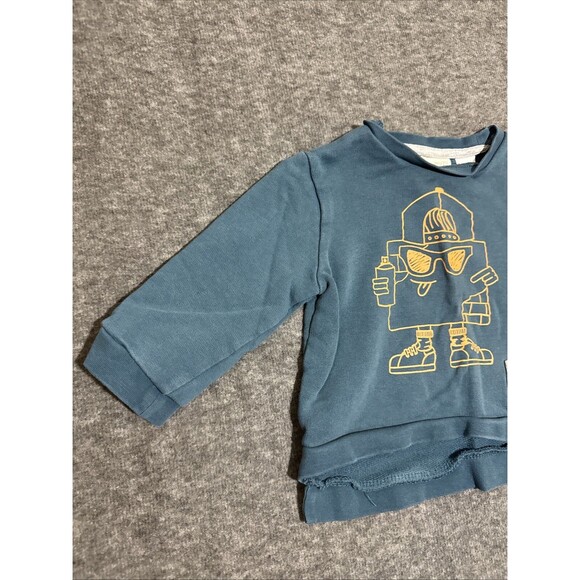 Zara Baby Boy Children's Long Sleeve Sweatshirt Print Blue 9/12 Months - Picture 2 of 7